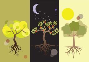 Árvore do dia e da noite com vetores de raízes