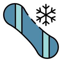 vetor de contorno de cor de ícone de snowboard