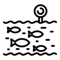 peixe no ícone da fazenda de água, estilo de estrutura de tópicos vetor