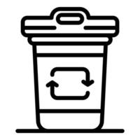 ícone de lixeira ecológica de plástico, estilo de estrutura de tópicos vetor