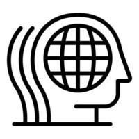 ícone de pensamento global da terra, estilo de estrutura de tópicos vetor