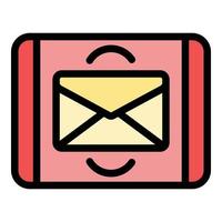 vetor de contorno de cor de ícone de solicitação de correio de tablet