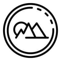 montanhas em um ícone de círculo, estilo de estrutura de tópicos vetor
