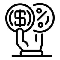 ícone de agente de porcentagem de moeda, estilo de estrutura de tópicos vetor