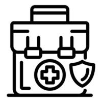 ícone de seguro de kit de primeiros socorros, estilo de estrutura de tópicos vetor