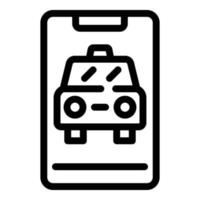 verifique o ícone de táxi do smartphone, estilo de estrutura de tópicos vetor