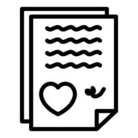 ícone de carta de amor, estilo de estrutura de tópicos vetor