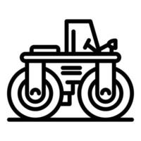 ícone do rolo compactador de pavimentação, estilo de estrutura de tópicos vetor