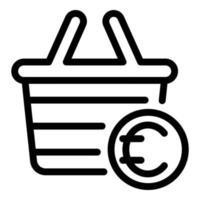 ícone da cesta de compras euro, estilo de estrutura de tópicos vetor