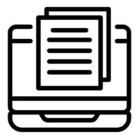 ícone de documentos de negócios de laptop, estilo de estrutura de tópicos vetor