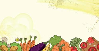 conjunto panorâmico de fundo branco de vegetais ecológicos - vector