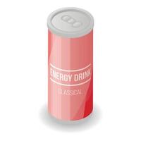 ícone de lata de bebida energética vermelha, estilo isométrico vetor