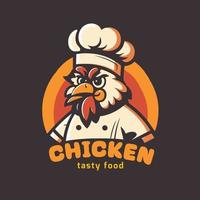 logotipo de mascote de chef de frango frito para o conceito de restaurante de comida vetor