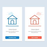 construção de casa de mangueira loja azul e vermelho baixe e compre agora modelo de cartão de widget da web vetor