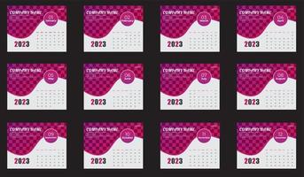 modelo de calendário de mesa de ano novo 2023 12 meses incluído, feliz ano novo calendário de mesa de 2023, vetor