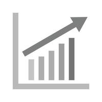 ícone de escala de cinza plano de gráfico de barras crescente vetor