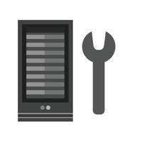 ícone de escala de cinza plano de configurações do servidor vetor
