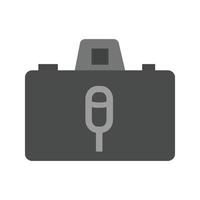 ícone de escala de cinza plano de microfone de câmera permanente vetor