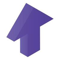ícone de seta violeta para cima, estilo isométrico vetor
