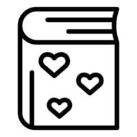 ícone de livro de afeto de amor, estilo de estrutura de tópicos vetor