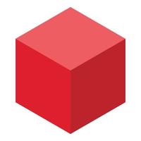 ícone do cubo vermelho, estilo isométrico vetor