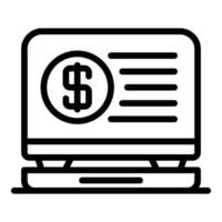ícone de dinheiro do laptop, estilo de estrutura de tópicos vetor