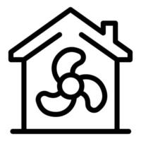 ícone de casa e ventilador, estilo de estrutura de tópicos vetor
