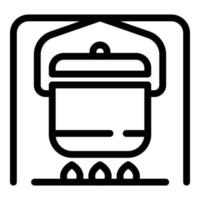 ícone de cozinha de fogueira, estilo de estrutura de tópicos vetor