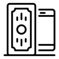 ícone de telefone de dinheiro, estilo de estrutura de tópicos vetor