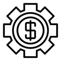 ícone de engrenagem de dinheiro, estilo de estrutura de tópicos vetor
