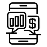 ícone de empréstimo de gráfico de smartphone, estilo de estrutura de tópicos vetor