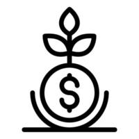 ícone de planta de negócios de dinheiro, estilo de estrutura de tópicos vetor