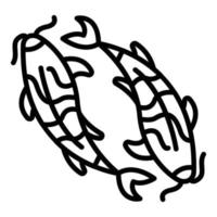 ícone de carpas koi de água, estilo de estrutura de tópicos vetor