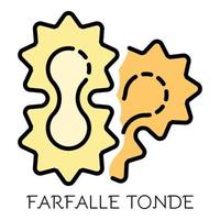 vetor de contorno de cor de ícone farfalle tonde