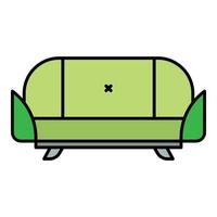 vetor de contorno de cor de ícone de sofá de quarto