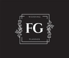 logo feminino inicial fg. utilizável para logotipos de natureza, salão, spa, cosméticos e beleza. elemento de modelo de design de logotipo de vetor plana.