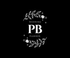 pb letras iniciais coleção de logotipos de monograma de casamento, modelos minimalistas e florais modernos desenhados à mão para cartões de convite, salve a data, identidade elegante para restaurante, boutique, café em vetor