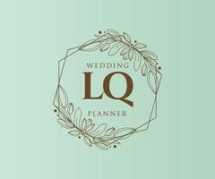 lq letras iniciais coleção de logotipos de monograma de casamento, modelos modernos minimalistas e florais desenhados à mão para cartões de convite, salve a data, identidade elegante para restaurante, boutique, café em vetor