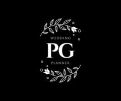 pg letras iniciais coleção de logotipos de monograma de casamento, modelos minimalistas e florais modernos desenhados à mão para cartões de convite, salve a data, identidade elegante para restaurante, boutique, café em vetor