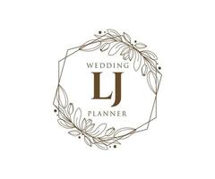 lj letras iniciais coleção de logotipos de monograma de casamento, modelos modernos minimalistas e florais desenhados à mão para cartões de convite, salve a data, identidade elegante para restaurante, boutique, café em vetor