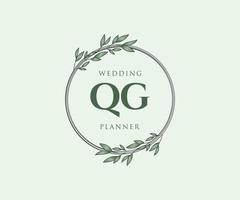 qg letras iniciais coleção de logotipos de monograma de casamento, modelos modernos minimalistas e florais desenhados à mão para cartões de convite, salve a data, identidade elegante para restaurante, boutique, café em vetor