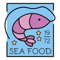logotipo de frutos do mar de camarão, estilo de estrutura de tópicos vetor
