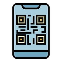 código qr no vetor de contorno de cores do ícone do smartphone