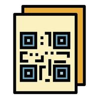 vetor de contorno de cor de ícone de adesivos de código qr