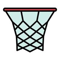 vetor de contorno de cor de ícone de cesta de basquete