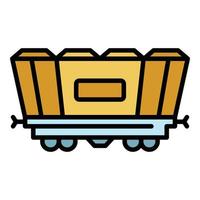 vetor de contorno de cor de ícone de vagão ferroviário de carga