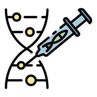 vetor de contorno de cor de ícone de injeção de cromossomo de dna