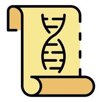 cadeia de dna no vetor de contorno de cor de ícone de papel