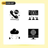 4 ícones criativos para design moderno de sites e aplicativos móveis responsivos 4 sinais de símbolos de glifos em fundo branco 4 ícones criativos de fundo vetorial de ícones pretos vetor