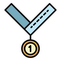 medalha para o vetor de contorno de cor de ícone de primeiro lugar
